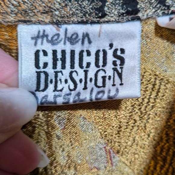 Boho Artsy Old Money Red Gold Silk Blend Vintage Chico's Floral Brocade M Coat - Picture 7 of 9